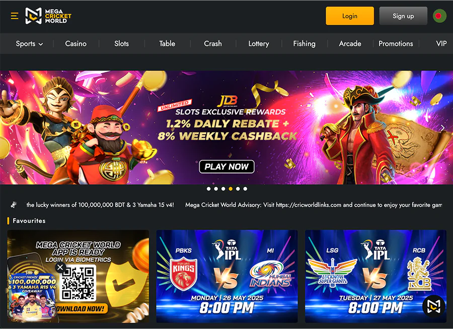 Mega Cricket World Interface